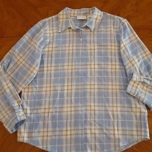 Alfred Dunner Womens Size 16 Blue Plaid Button Up